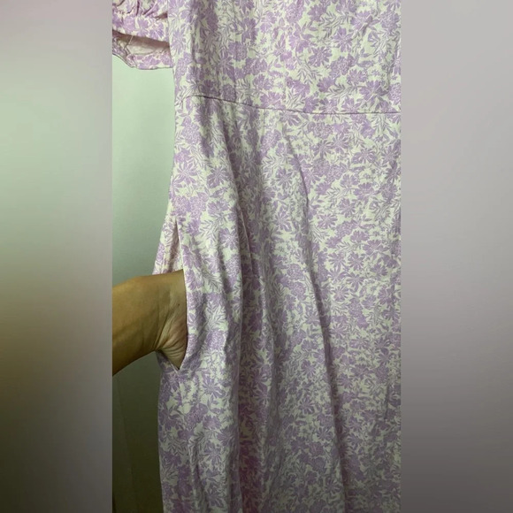 NWT Who What Wear Floral Linen Blend Orchid Tie Back Dress with Pockets Size L - Picture 6 of 9